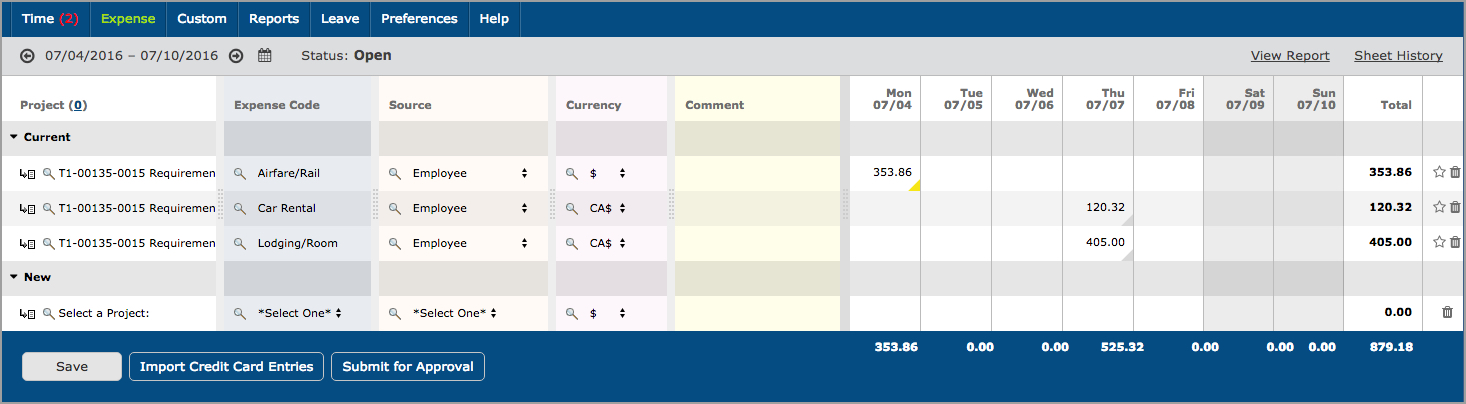 Expense Entry
