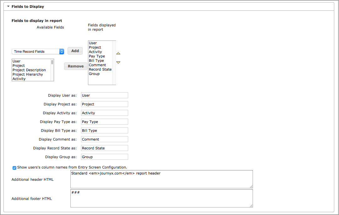 Report creation options