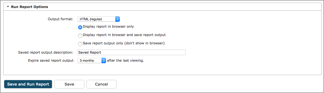 Report creation options