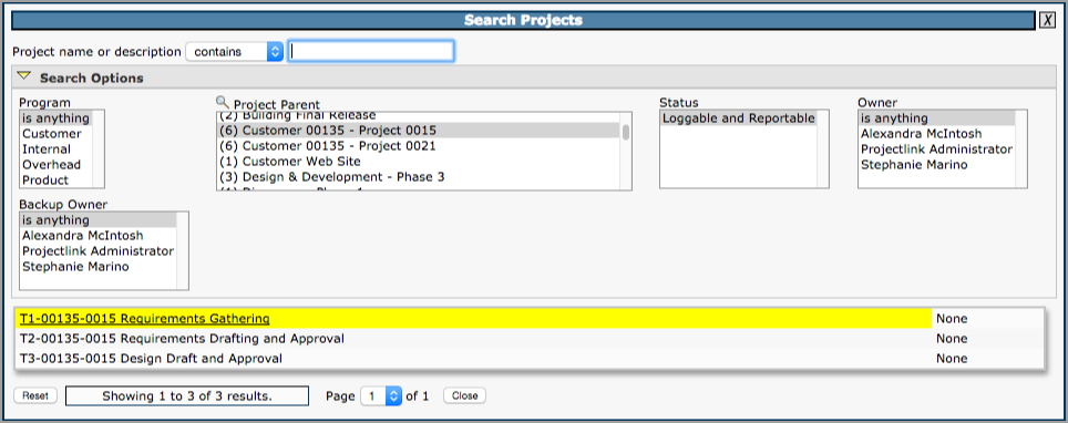 Project search