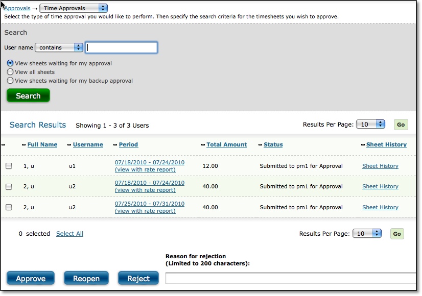 Approving Timesheets