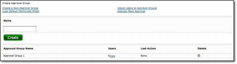 Approval Group Main Page