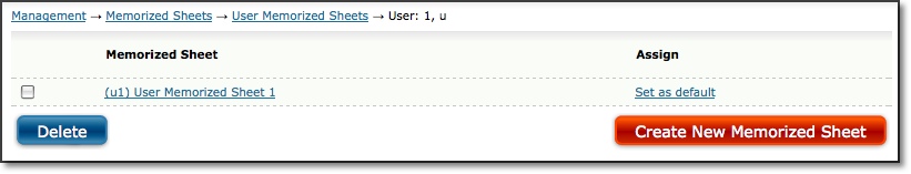 Memorized Sheets assigned to user