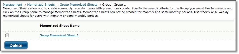 Memorized Sheet deletion