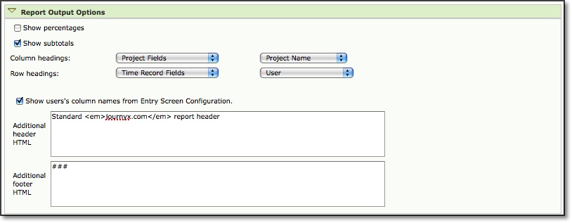 Matrix Report options