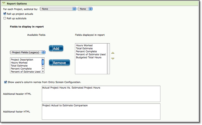 Project Status Report Options