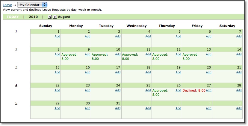 My Leave Calendar