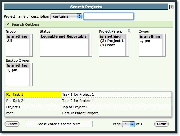 Project search